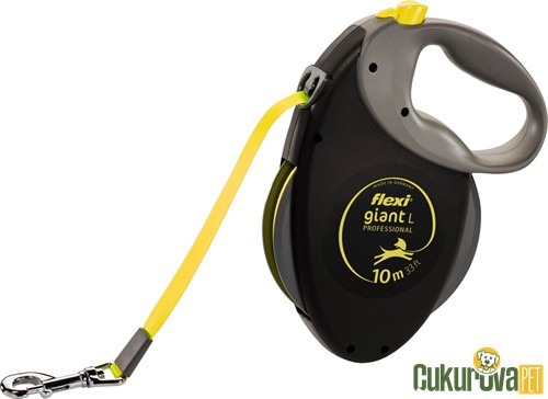 Flexi New Şerit Giant Otomatik Köpek Gezdirme Kayışı L, Siyah - Neon Sarısı, 10 M