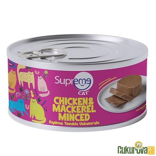 Supreme Cat Tavuklu Ve Uskumrulu Kıyılmış Yetişkin Kedi Konservesi 85 Gr