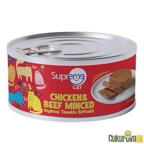 Supreme Cat Tavuklu ve Biftekli Kıyılmış Yetişkin Kedi Konservesi 85 Gr