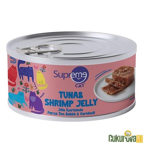 Supreme Cat Ton Balıklı ve Karidesli Jöle İçerisinde Yetişkin Kedi Konservesi 85 Gr