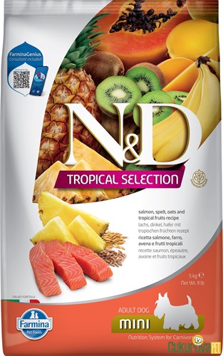 N&D Tropical Selection Adult Mini Somonlu Ve Tropikal Meyveli Yetişkin Köpek Maması 5 Kg