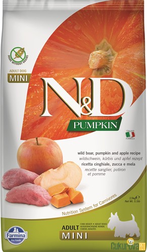 N&D Pumpkin Adult Mini Yaban Domuzlu Ve Balkabaklı Yetişkin Köpek Maması 2.5 Kg