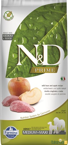 N&D Prime Adult Medium & Maxi Yaban Domuzlu Ve Elmalı Yetişkin Köpek Maması 12 Kg