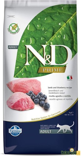 N&D Prime Adult Kuzu Etli Ve Yaban Mersinli Yetişkin Kedi Maması 5 Kg