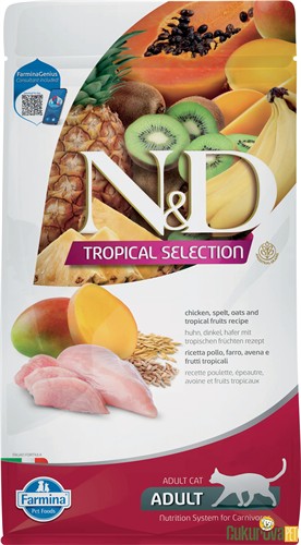 N&D Tropical Selection Tavuklu Ve Tropikal Meyveli Yetişkin Kedi Maması 5 Kg