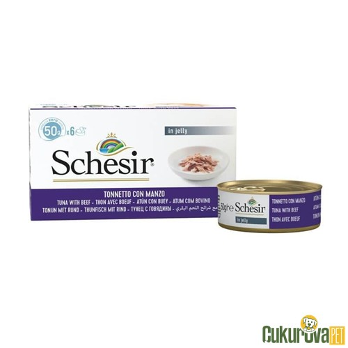 Schesir Ton Balıklı Ve Biftekli Jöleli Yetişkin Kedi Konservesi 6 x 50 Gr