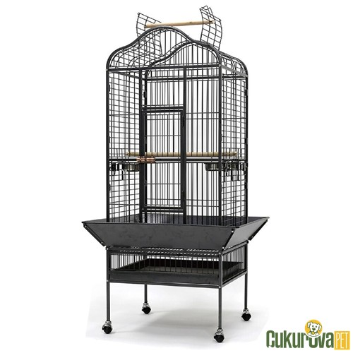 Dayang Ayaklı Papağan Eğitim Kafesi Siyah - 61 x 56 x 156 Cm