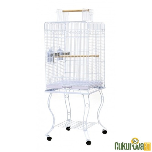 Dayang Ayaklı Papağan Kafesi Beyaz - 54 x 54 x 134 Cm