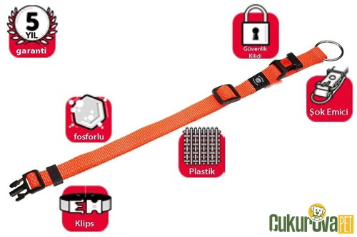 Karlie Köpek Boyun Tasması Turuncu S - 30 - 45 Cm