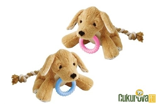Karlie Peluş Diş İpli Yavru Köpek Oyuncağı Karışık Renkli - 18 Cm