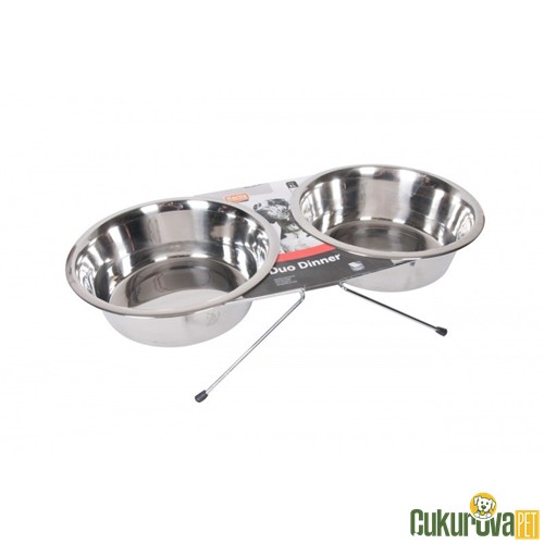 Karlie İkili Çelik Kedi & Köpek Mama Ve Su Kabı 2 x 2500 Ml