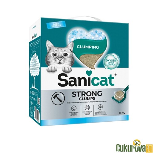 Sanicat Stong Clumps Bebek Pudralı Kedi Kumu 10 Kg