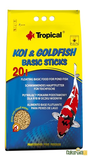 Tropical Koi & Goldfish Basic Sticks Yem 20 L - 1600 Gr