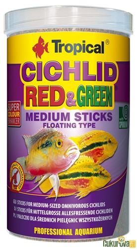 Tropical Cichlid Red&Green Medium Sticks Yem 10 L - 3.6 Kg