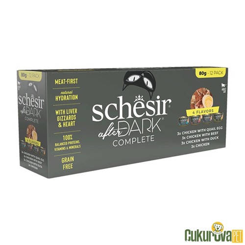 Schesir After Dark Karışık Çeşitli Yetişkin Kedi Yaş Maması 12 x 80 Gr