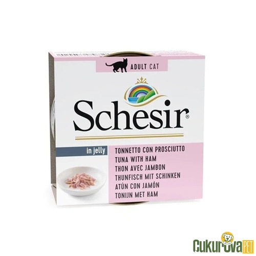 Schesir Ton Balıklı Ve Jambonlu In Jelly Yetişkin Kedi Yaş Maması 85 Gr