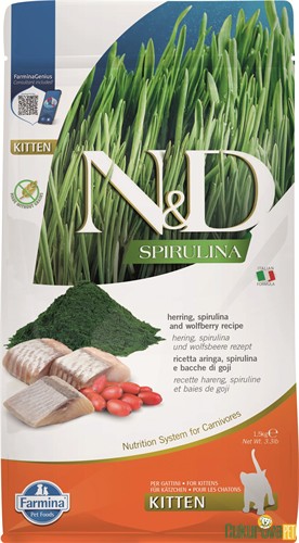 N&D Spirulina Kitten Ringa Balıklı Ve Sprirulinalı Yavru Kedi Maması 1.5 Kg