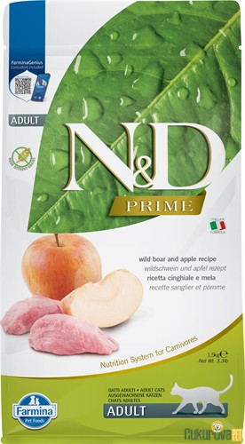 N&D Prime Adult Domuzlu Ve Elmalı Yetişkin Kedi Maması 1.5 Kg