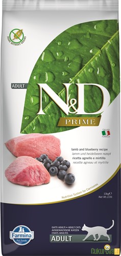 N&D Prime Adult Kuzu Etli Ve Yaban Mersinli Yetişkin Kedi Maması 10 Kg
