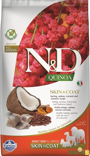 N&D Quinoa Skin&Coat Ringa Balıklı Ve Hindistancevizli Yetişkin Köpek Maması 2.5 Kg