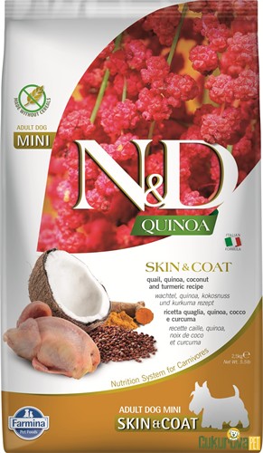 N&D Quinoa Skin&Coat Bıldırcınlı Ve Hindistancevizli Yetişkin Köpek Maması 2.5 Kg