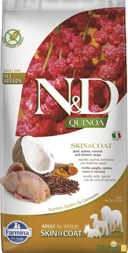 N&D Quinoa Skin&Coat Bıldırcınlı Ve Hindistancevizli Yetişkin Köpek Maması 7 Kg