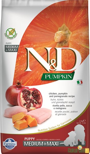 N&D Pumpkin Puppy Medium&Maxi Tavuklu Narlı Ve Balkabaklı Yavru Köpek Maması 2.5 Kg