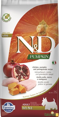 N&D Pumpkin Adult Mini Tavuklu Narlı Ve Balkabaklı Yetişkin Köpek Maması 7 Kg