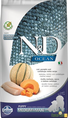 N&D Ocean Puppy Medium&Maxi Morina Balıklı Balkabaklı Ve Kavunlu Yavru Köpek Maması 2.5 Kg