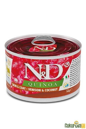 N&D Quinoa Skin&Coat Geyikli Ve Hindistancevizli Yetişkin Köpek Yaş Maması 140 Gr
