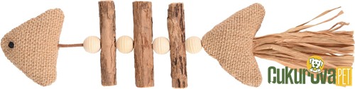 Flamingo Topsy Ahşap Ve Hasır Parçalı Balık Şeklinde Kedi Otlu Kedi Oyuncağı 21 Cm