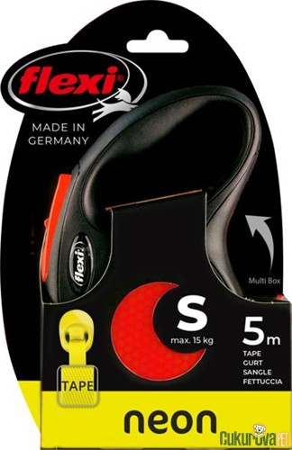 Flexi Neon Reflektörlü Şerit Köpek Gezdirme Tasması S Turuncu - 5 M