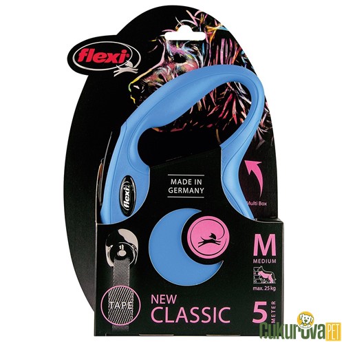 Flexi New Classic Otomatik Şerit Gezdirme Kayışı Mavi - 5 M