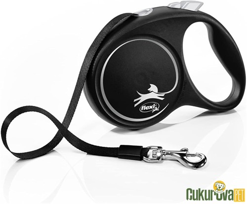 Flexi Black Design Otomatik Şerit Köpek Gezdirme Kayışı Siyah M - 5 M