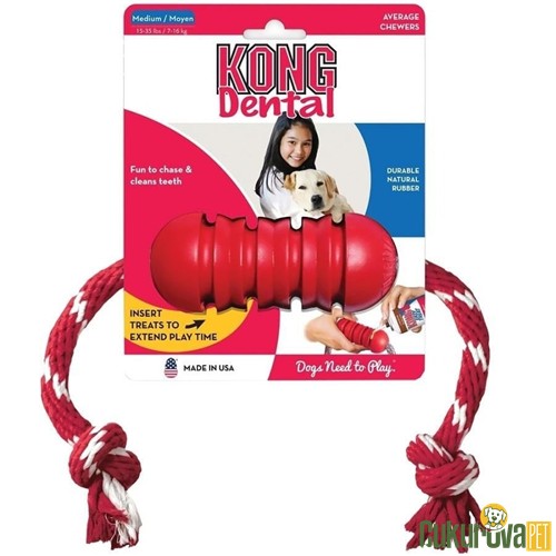 Kong Dental İpli Köpek Oyuncağı M - 12 Cm