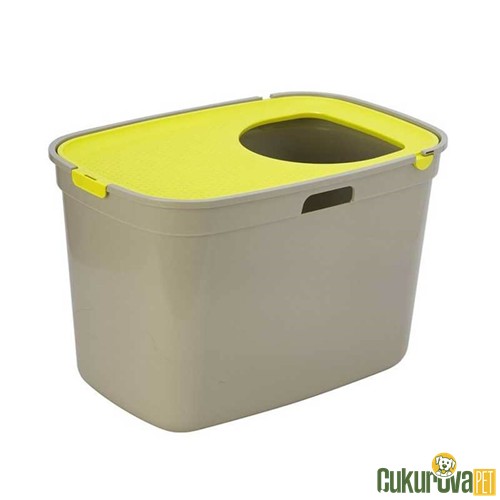 Moderna Top Cat Kapalı Kedi Tuvaleti Gri & Sarı - 59 Cm