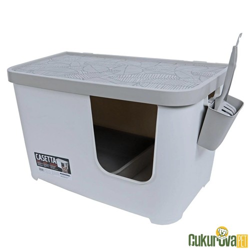 Moderna Casetta Kapalı Kedi Tuvaleti Gri & Beyaz - 75.7 x 45 x 45 Cm
