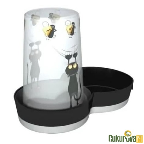 Moderna Trendy Kedi Ve Fare Desenli Hazneli Su Kabı 1.5 L