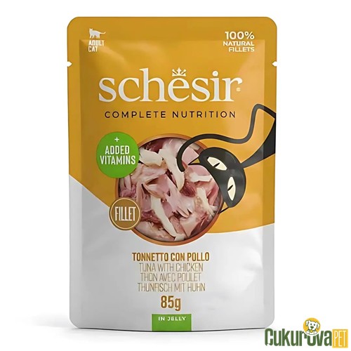 Schesir Jöleli Ton Balıklı Ve Tavuklu Yetişkin Kedi Yaş Maması 85 Gr
