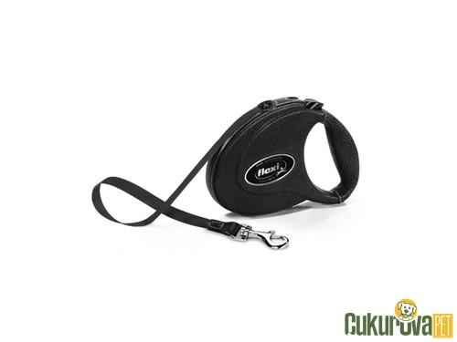 Flexi Leather Köpek Şerit Otomatik Gezdirme Kayışı 5 M - Siyah