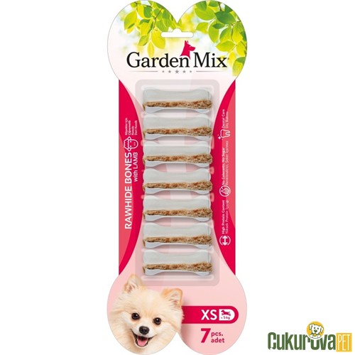 Garden Mix Kuzulu Deri Kemik Köpek Ödülü 140gr (7'li) [XS]