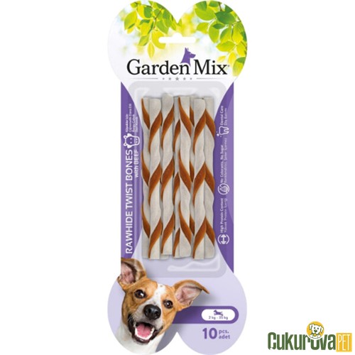 Garden Mix Dana Etli Burgu Çubuk Deri Kemik Köpek Ödülü (10'lu)