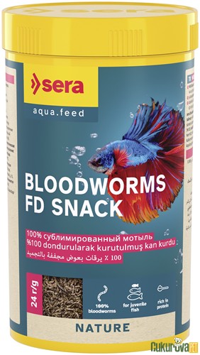Sera Bloodworms FD Snack Nature Kurutulmuş Yem 250 Ml - 24 Gr