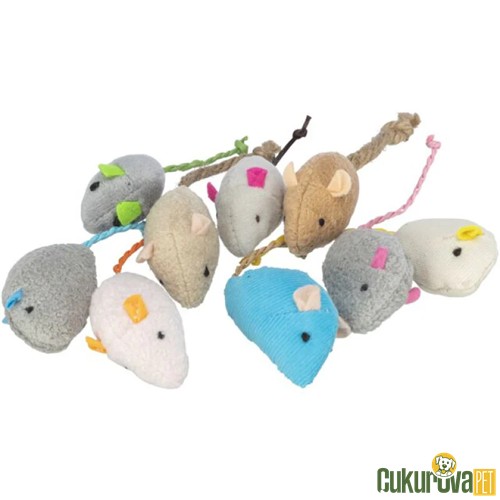 Trixie Peluş Kediotlu Fare Kedi Oyuncağı Karışık Renkli - 5 Cm