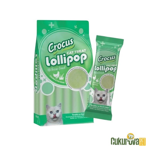 Crocus Tavuklu ve Kedi Çimli Lolipop Kedi Ödül Maması 1.4 Gr