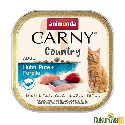 Animonda Carny Country Tavuklu Hindili ve Alabalıklı Yetişkin Kedi Yaş Maması 100 Gr