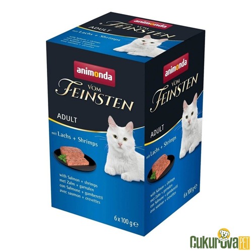 Animonda Vom Feinsten Somonlu ve Karidesli Yetişkin Kedi Yaş Maması 6 x 100 Gr