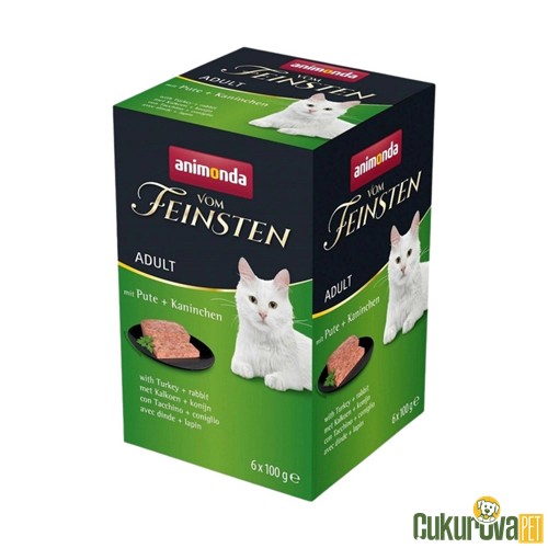 Animonda Vom Feinsten Hindili ve Tavşanlı Yetişkin Kedi Yaş Maması 6 x 100 Gr