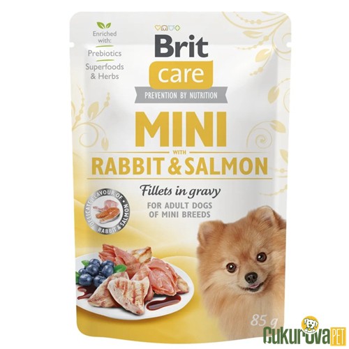 Brit Care Mini Tavşanlı ve Somonlu Soslu Yetişkin Köpek Yaş Maması 85 Gr