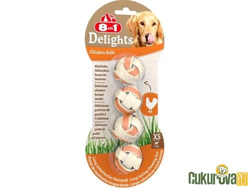 8 IN 1 DELIGHTS TAVUKLU ÖRME TOP KÖPEK KEMİĞİ S - 4 ADET 